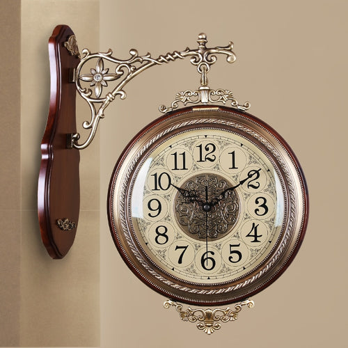Double-Sided Wall Wood Clock