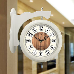 Double-Sided Wall Wood Clock