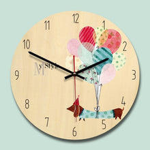 Load image into Gallery viewer, Wooden Wall Clock  Coloful Balloon Printed