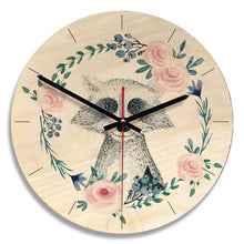 Load image into Gallery viewer, Wooden Wall Clock Cartoon Owl Painting