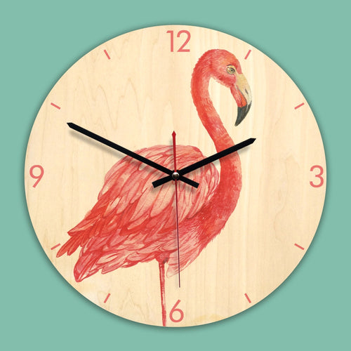 Flamingos Cartoon Wooden Wall Clock Home Decoration