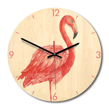 Load image into Gallery viewer, Flamingos Cartoon Wooden Wall Clock Home Decoration