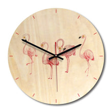 Load image into Gallery viewer, Flamingos Cartoon Wooden Wall Clock Home Decoration
