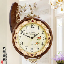 Load image into Gallery viewer, Double-Sided Wall Wood Clock