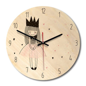 wooden printed picture wall clock lovely girl