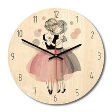 Load image into Gallery viewer, wooden printed picture wall clock lovely girl