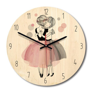 wooden printed picture wall clock lovely girl